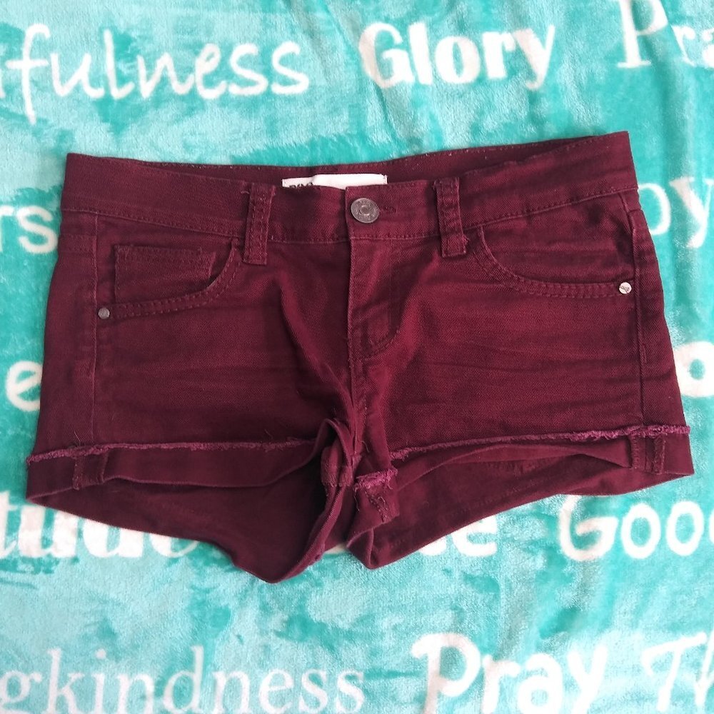RSQ Malibu Short Burgundy Cuffed Booty Shorts Sz 5
